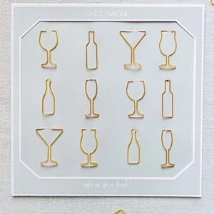 Gold Cocktail Paper Clips - Wine, Martini, Champagne NWT
